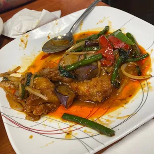 66. Spicy Cat Fish also half eaten but AMAZING