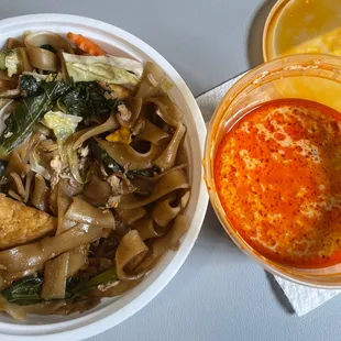 Pad See Ew and Red Curry sauce (I think)