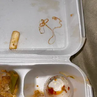 the contents of a styrofoam container