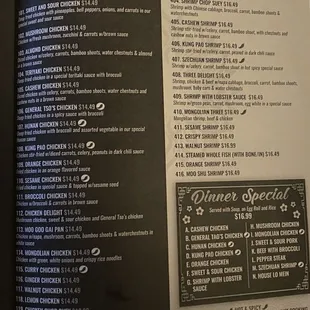 a menu for a thai restaurant