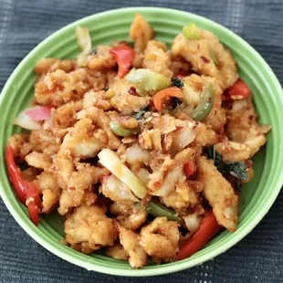 Basil chicken. Nope Very soggy and oily with chicken being chewy.