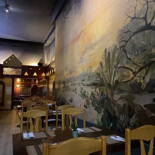 The interior and mural