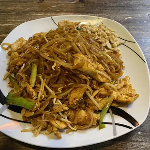 Phad Thai Noodle with Chicken.  Delicious!