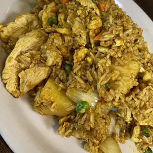 Pineapple fried rice with Chicken... very tasty!