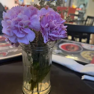 Fresh cut flowers on our table