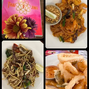 Drunken noodles, Shrimp Pad Thai and Calamari.  nice lunch date on the westbank! Definitely will come back to try more.