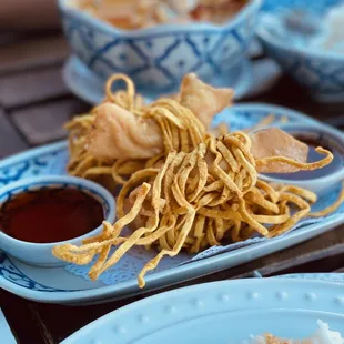 two plates of food on a table