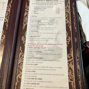 menu