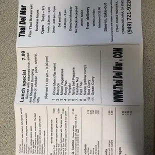 Menu Side 2