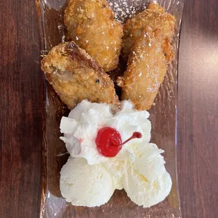 K4. Fried Bananas with Coconut Ice Cream