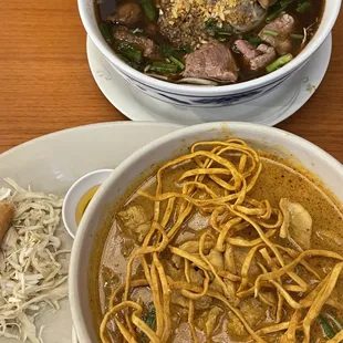 Top: Boat Noodle Soup Bottom: Chicken Kao Soi
