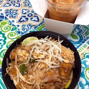 Pad Thai with Tofu Thai Iced Tea