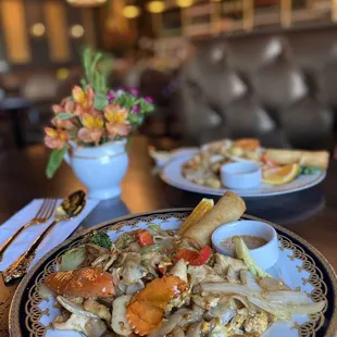 two plates of food on a table
