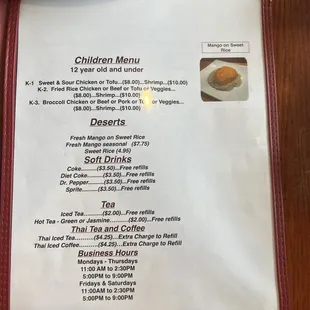 Lunch menu