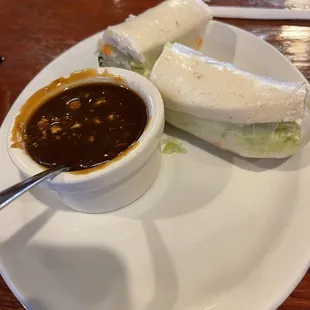 Spring rolls with steamed tofu.