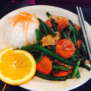 Spicy green beans with chicken