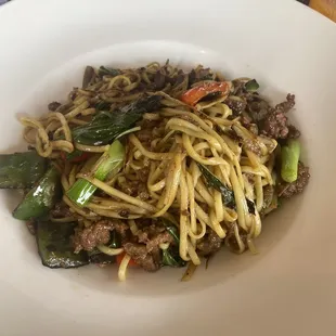 Drunken noodle. Right amount of spice. Great flavor