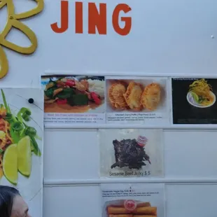 Menu with the chicken curry puffs