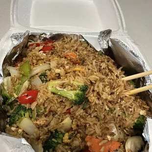 Basil Fried Rice Dinner with veggies.