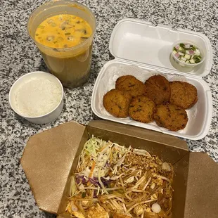 Pad Thai, Coconut Soup and Thai Fish Cakes