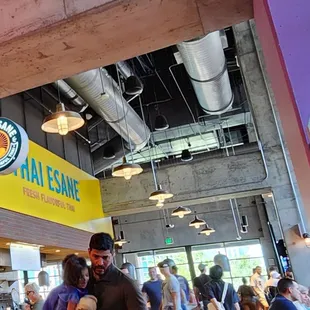 a man and a woman in a restaurant