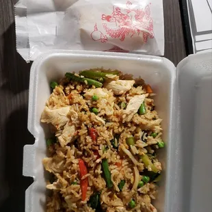 Basil fried rice and spring roll