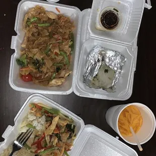 a variety of takeout food items