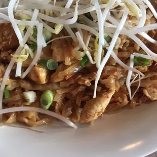 Chicken pad Thai with raw sprout