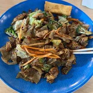 Drunken noodle with chicken, 4/5 star spicy. Yum