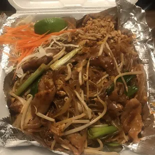 Pork pad Thai- very generous food portions including protein
