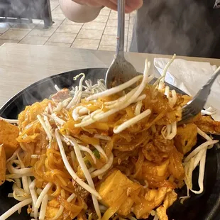 Pad Thai w/ tofu. It&apos;s not fried tofu