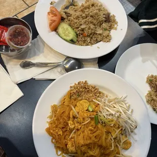 43. Pad Thai Noodles &amp; 54. Combination Fried Rice (we also had  2. Fried Wonton 8. Tom Yum Soup 15. Beef Salad but didn&apos;t take photos)
