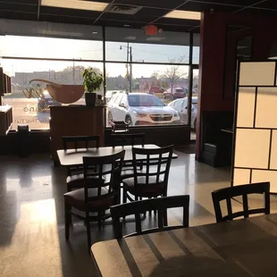 a view of a restaurant from the dining room