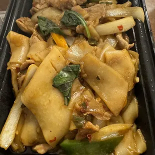 Drunken Noodles with pork- giant, clumped up, off-tasting pork.