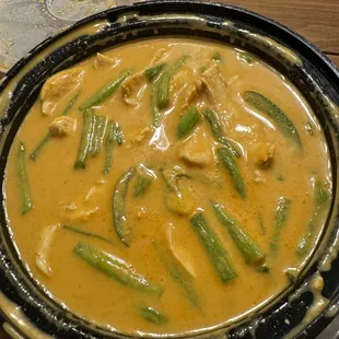 Panang Curry with chicken - soupy but good.