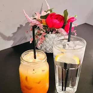 two drinks on a table