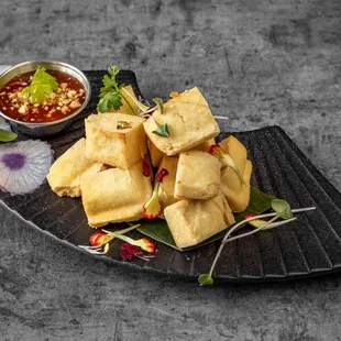 Golden Tofu Triangles