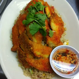 42. Deep-Fried Chicken over Fried Rice