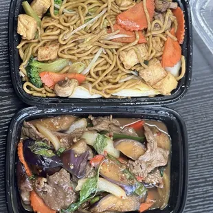 two containers of food