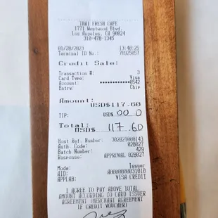 a receipt on a clipboard