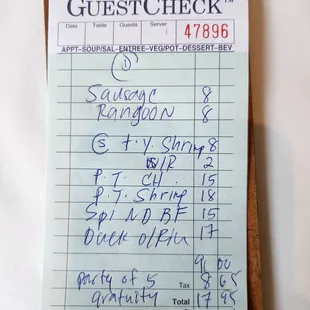 a check for a customer