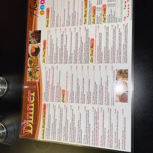 Current Menu...have to pay for rice????