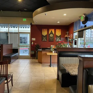 the inside of a restaurant