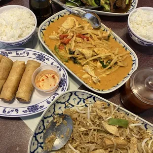various dishes of food on a table