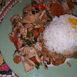 Mint leaf chicken dinner takeout.