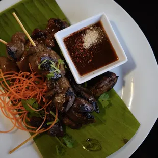 Grilled Chicken Gizzards and Livers