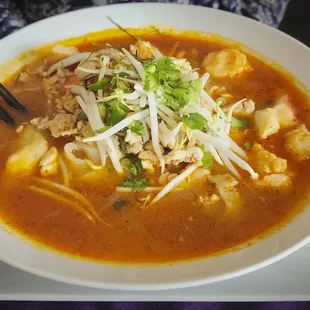 Tom Yum noodle soup with chicken