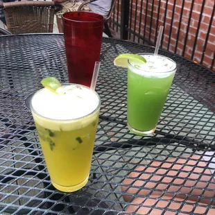 Left: Thai Gold Mojito Right: Jade cocktail