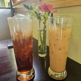Thai iced tea - initially served and after mixing