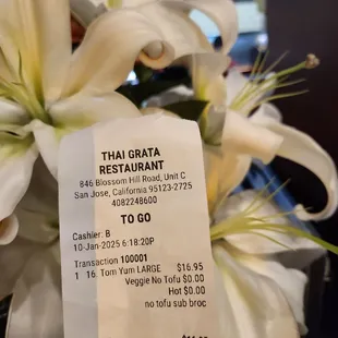 Tomyum soup is  $18.54 after tax so expensive for the size
